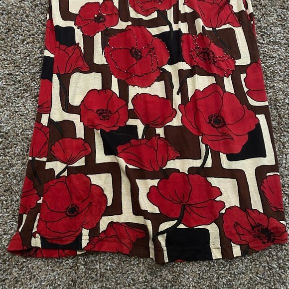 Shana K Womens Beaded Blouse Extra Large Red Floral Cap Sleeve V-neck Bodycon - Picture 3 of 12